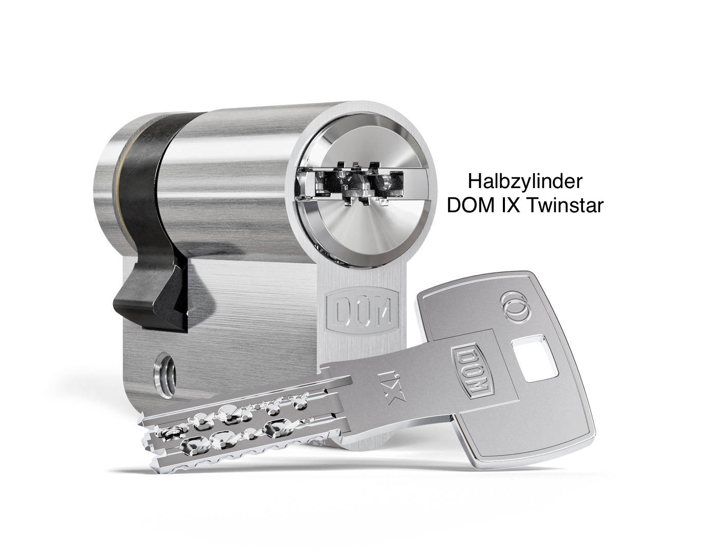Halbzylinder DOM IX Twinstar mit Sicherungskarte, Wendeschlüssel, Doppelrolle, 2in1