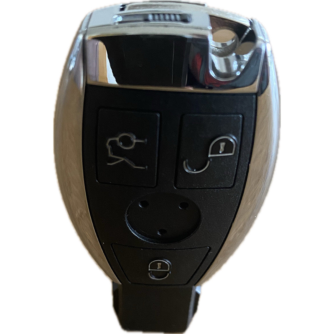 Autoschlüssel komplett, Funk Schlüssel geeignet für Mercedes Benz bis Baujahr 2013 Chrom 3 Taster