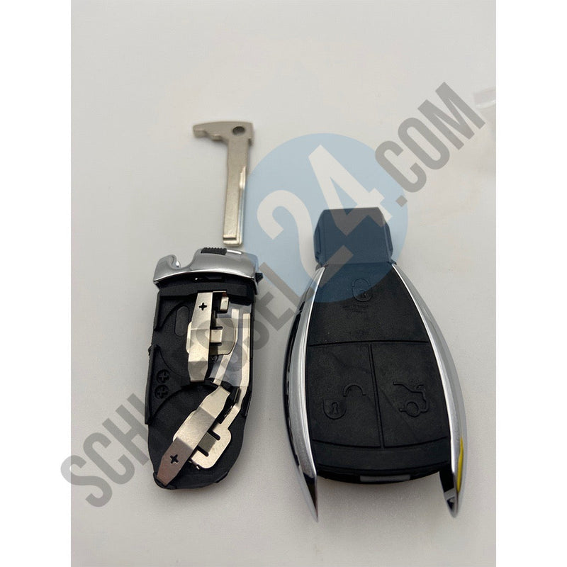 Autoschlüssel Gehäuse (2 Batterien, mit chrom) geeignet für Mercedes Benz Chrom 3 Taster