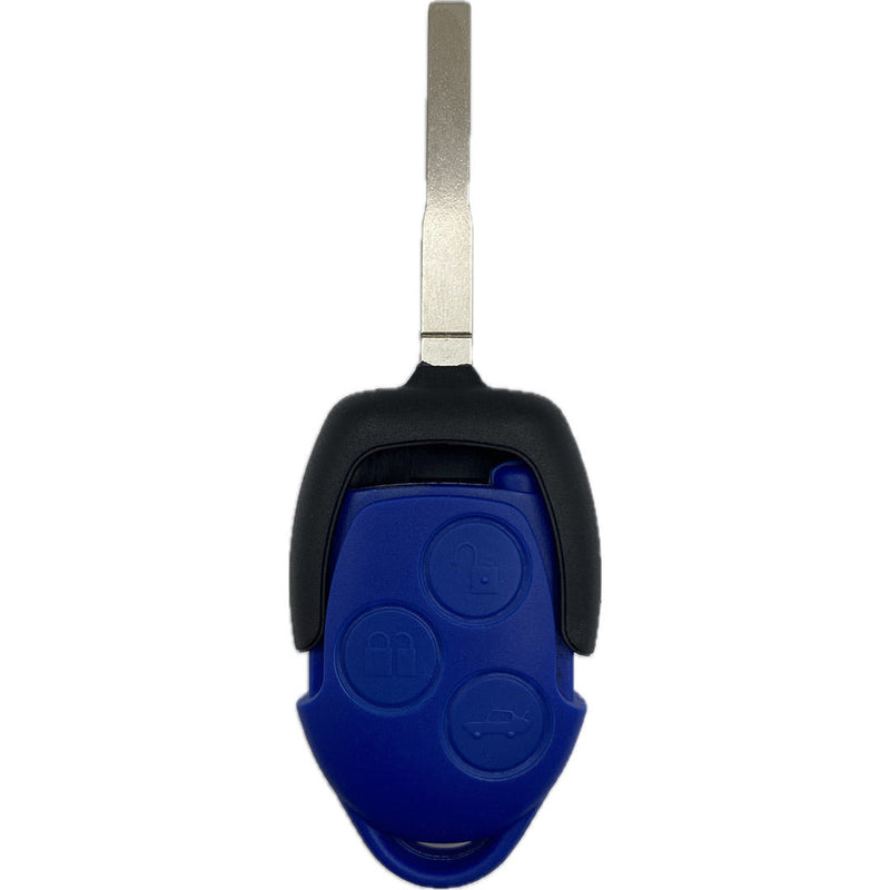 Kompletter Autoschlüssel, Funkschlüssel (blau) kompatibel mit FORD 3 Taster Tibbe, FO21, HU101