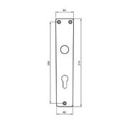 Maßzeichnung Langschild gepresst, 216 × 44/40 mm | schluessel24