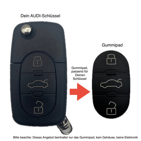 Ersatz Gummimatte, Tastenfeld geeignet für ältere Audi Funkschlüssel 2 oder 3-Tasten