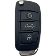 Audi Klappschlüssel geschlossen mit 3 Tasten – modernes Keyless-Go Ersatzgehäuse für Audi Fahrzeuge