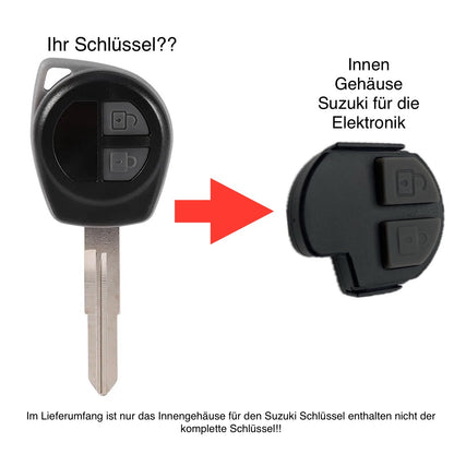 Autoschlüssel Gehäuse für Funk Schlüssel geeignet für Suzuki mit Gummipad für 2 Taster