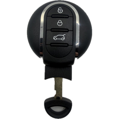 Runder Dicker Mini Schlüssel für Baujahr ab 2013, 3 Taster, Vorderseite mit halb heruasgezogenem Notschlüssel