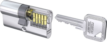 Schließzylinder Zeiss IKON beidseitig schliessbar (mit Not- und Gefahrenfunktion), gleich schliessend. Preiswerte Schliessanlage