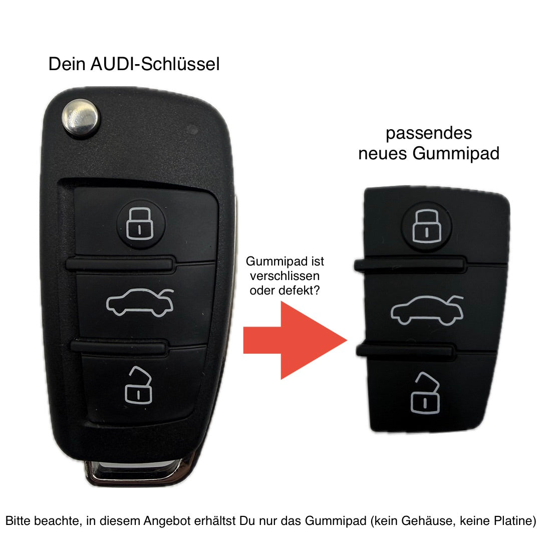 Ersatz Gummimatte, Tastenfeld geeignet für Audi Funkschlüssel 3-Tasten