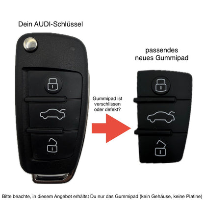 Ersatz Gummimatte, Tastenfeld geeignet für Audi Funkschlüssel 3-Tasten
