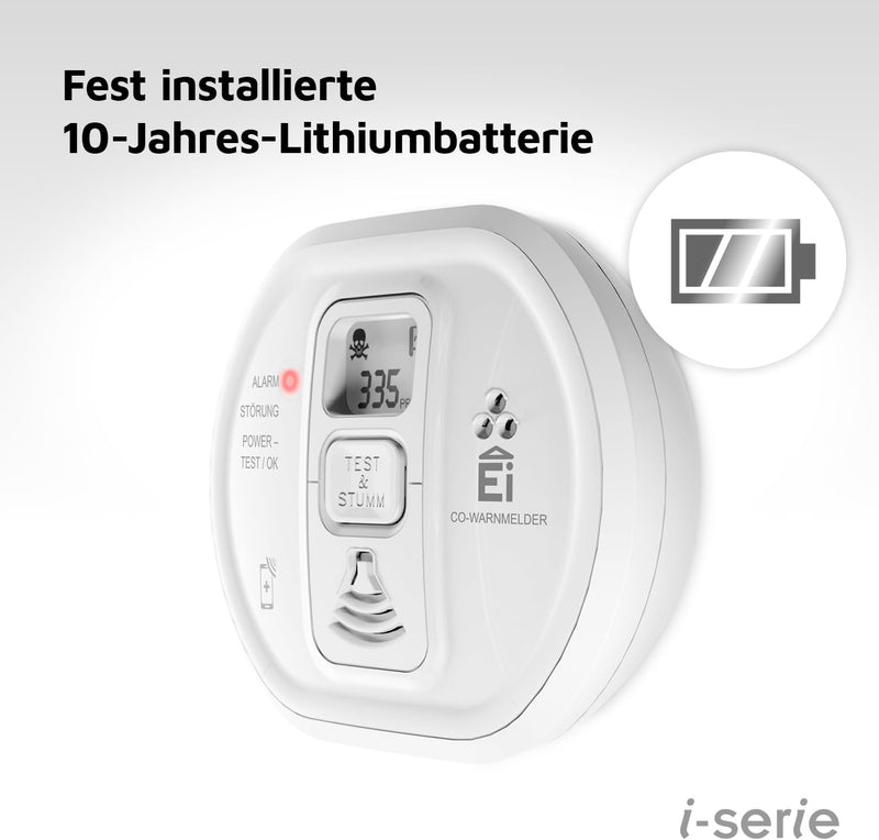 Ei Electronics Kohlenmonoxidmelder Ei208iDW mit Display, optional funkvernetzbar, AudioLINK-Funktion