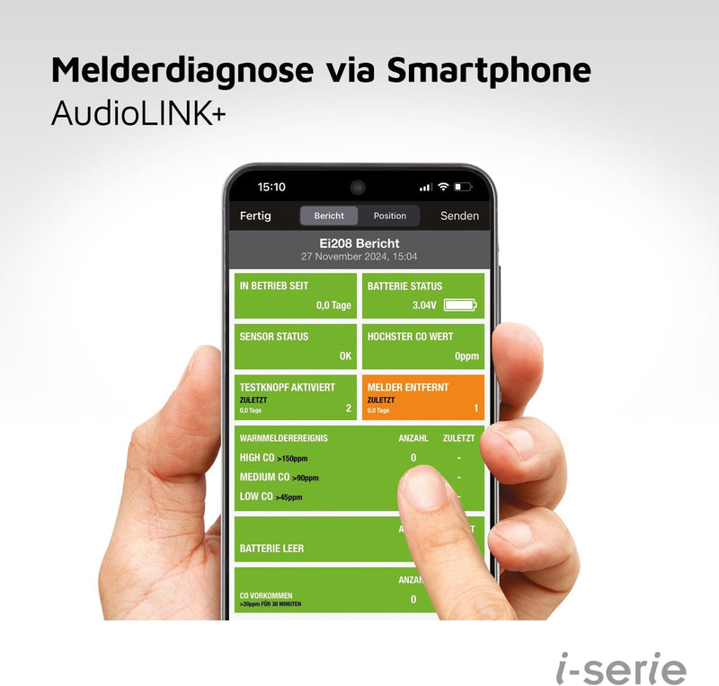 Ei Electronics Kohlenmonoxidmelder Ei208iDW mit Display, optional funkvernetzbar, AudioLINK-Funktion