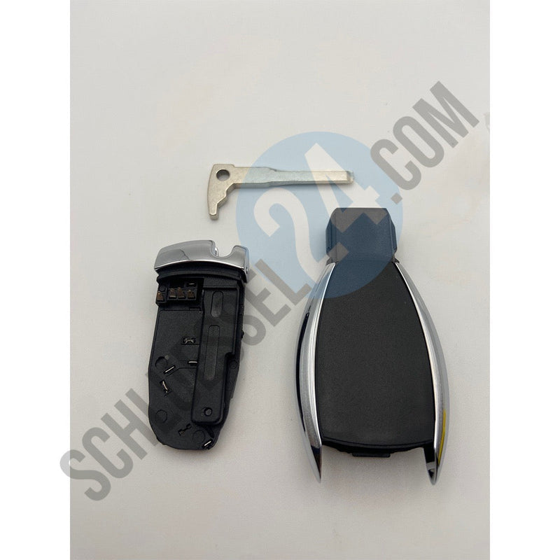 Autoschlüssel Gehäuse (2 Batterien, mit chrom) geeignet für Mercedes Benz Chrom 3 Taster