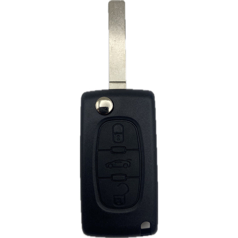 Autoschlüssel Gehäuse für Funk Klappschlüssel geeignet für Citroen, Peugeot 3 Taster
