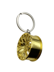 Seitliche Ansicht vom Felgen Schlüsselanhänger Gold – hochwertiges Design mit realistischer Felgenoptik