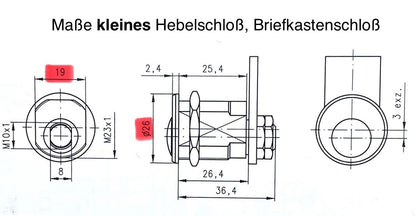 Hebelschloss, Briefkastenschloss DOM RS8 mit Sicherungskarte