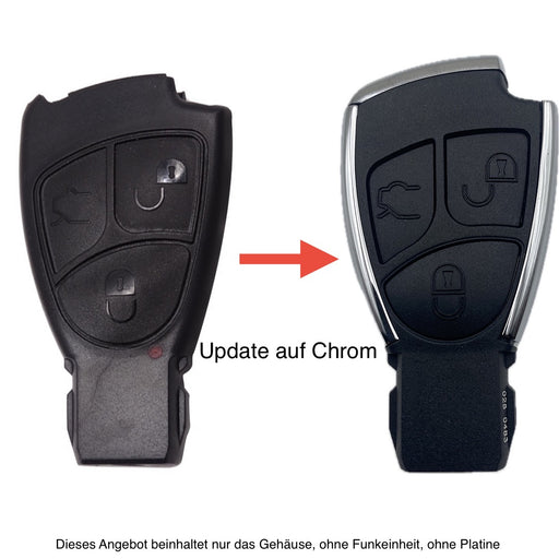 Alter schwarzer Mercedes Benz Schlüssel 3 Taster und Chrom Schlüssel mit gleicher Form