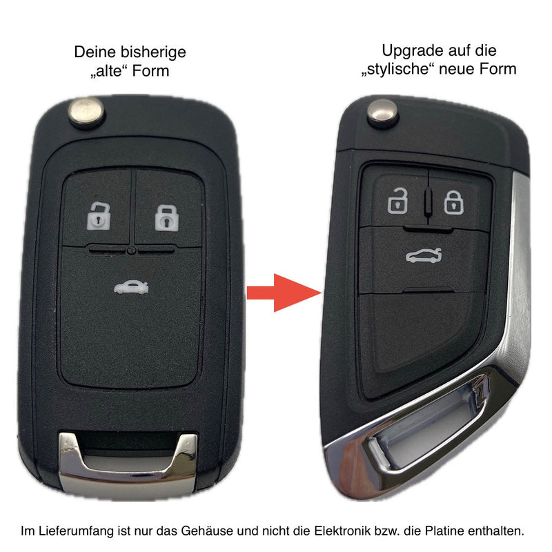 UPGRADE Autoschlüssel Gehäuse für Funk Klappschlüssel geeignet für Opel (2009 - 2016) 3 Taster