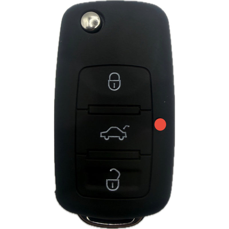 Autoschlüssel Hülle Silikon für VW, SEAT & Skoda 3 Tasten Klappschlüssel (LED Mitte), schwarz