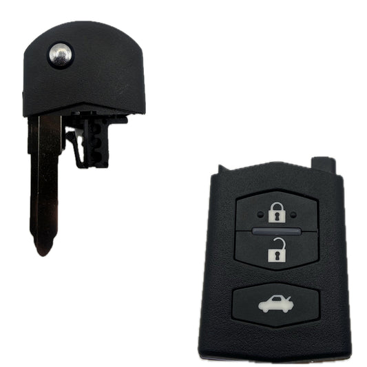Autoschlüssel Gehäuse für Funk Klappschlüssel geeignet für Mazda 2 und 3 Tasten