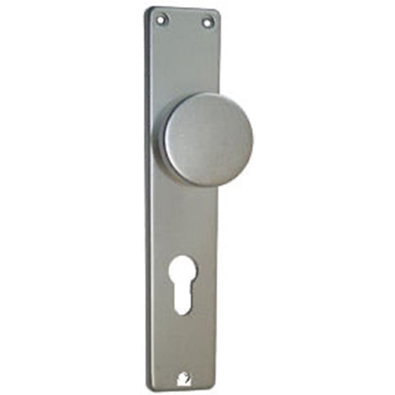 Langschildgarnitur Paar aus gepresstem Aluminium – F1 silber, PZ 72 mm