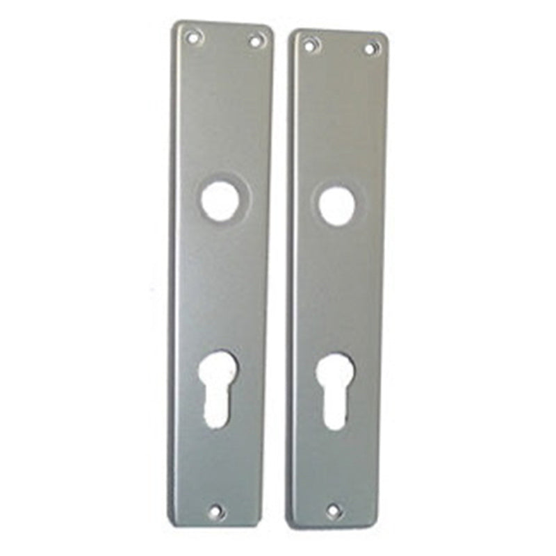 Langschildgarnitur Paar aus gepresstem Aluminium – F1 silber, PZ 72 mm