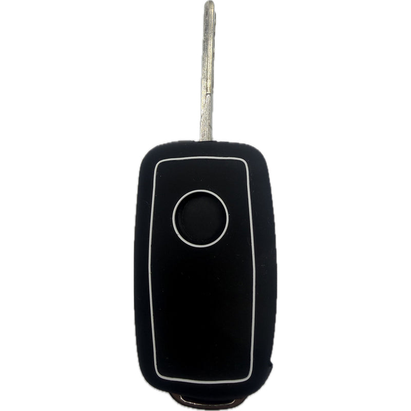 Autoschlüssel Hülle Silikon für VW, SEAT & Skoda 3 Tasten Klappschlüssel (LED oben oder Mitte), schwarz