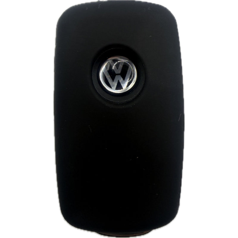 Autoschlüssel Hülle Silikon für VW, SEAT & Skoda 3 Tasten Klappschlüssel (LED Mitte), schwarz