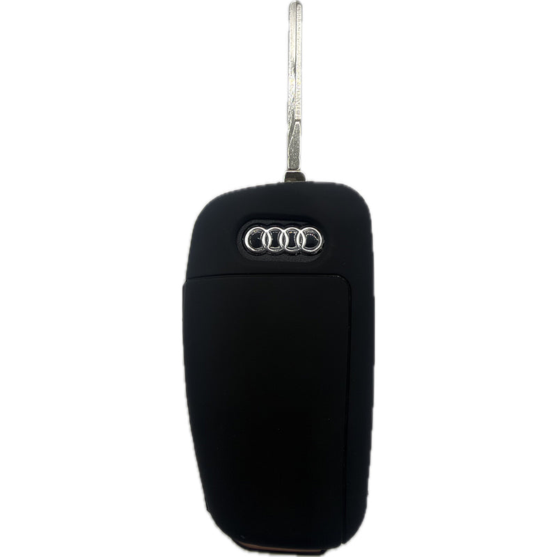 Autoschlüssel Hülle Silikon für Audi 3 Tasten Klappschlüssel, schwarz