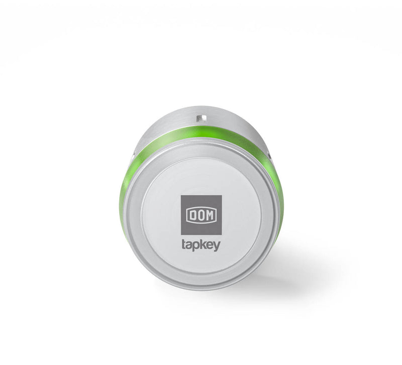 DOM Tapkey Pro V2 elektronischer Schließzylinder beidseitig lesend, Elektronikeinheit grün leuchtend