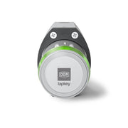 DOM Tapkey Pro V2 elektronisches Vorhangschloss Smart Padlock, Frontalansicht, leuchtet grün
