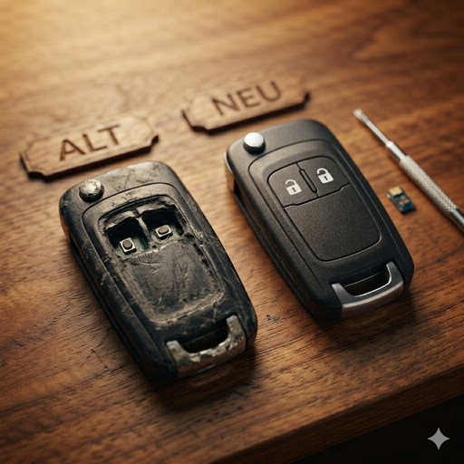 Opel schlüssel alt und danach, daneben neu