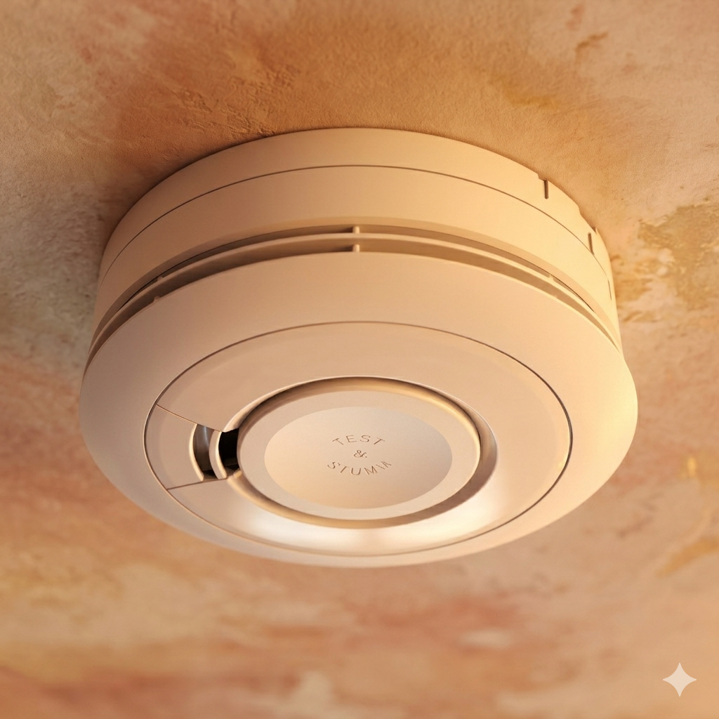 Rauchmelder auf warmem hintergrund