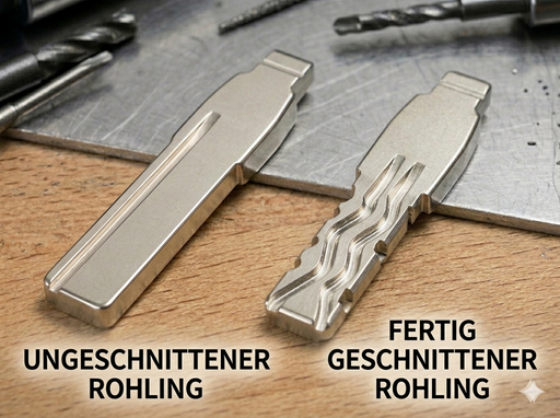 Schlüsselbart ungeschnitten und geschnitten