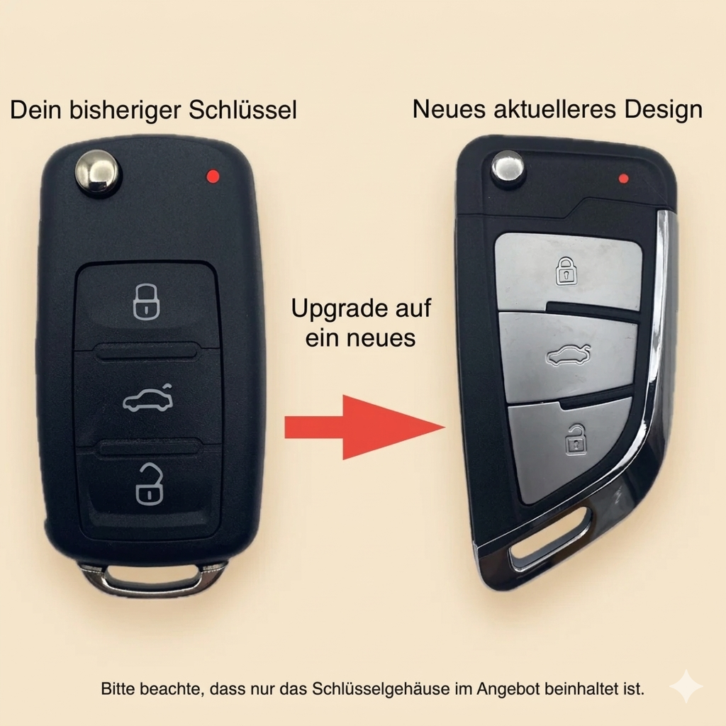 VW Schlüssel bisher, daneben upgrad aktuelle design